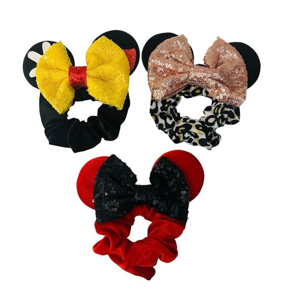 Hand Crafted Accessories - Handcrafted Minnie Mouse-Inspired Scrunchie Set – Set of 3
